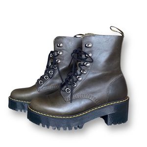 Dr. Martens Leona Platform Ankle Boots Dark Taupe size us 8 / eu 39